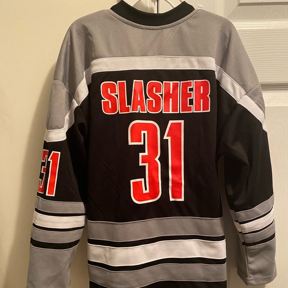 Slasher 31 Youth Small Graphic Black Costume Halloween NHL style Jersey - Picture 1 of 6